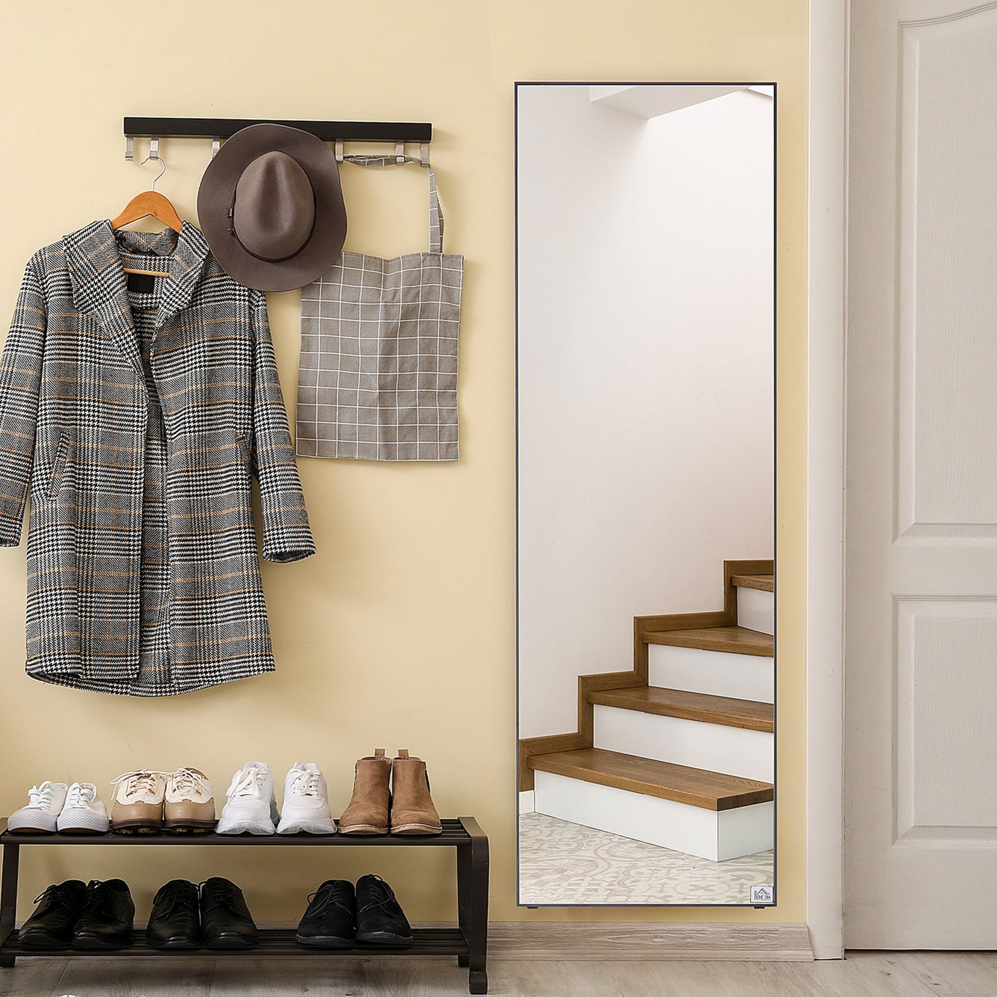 HOMCOM Großer Standspiegel, Wandspiegel, Ganzkörperspiegel, 161,5 cm, Silber