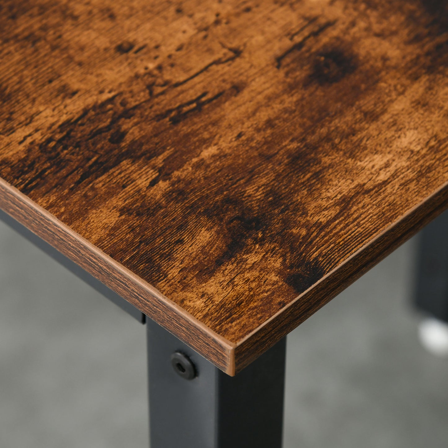 HOMCOM Faltbarer Esstisch, Industrieller Tisch, klappbar, aus Metall und Holz, platzsparend, Braun