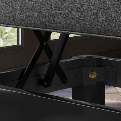 HOMCOM Klavierbank, Klavierhocker, Kunstleder, verstellbarer Doppelsitz, Stauraum, Schwarz