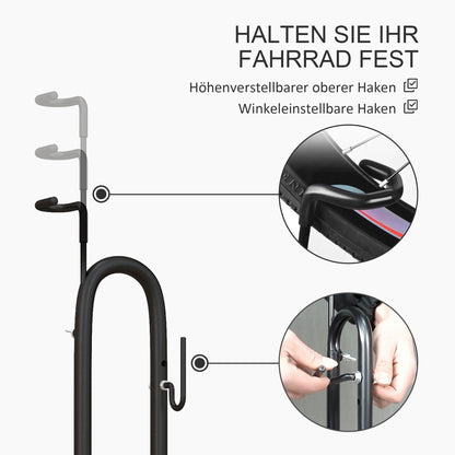 SPORTNOW Fahrradständer, vertikal/horizontal, für 24-29", 700c, 41 x 41 x 76-121cm, Stahl, Schwarz