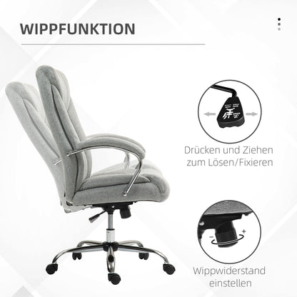 Vinsetto Ergonomischer Bürostuhl, hohe Rückenlehne, atmungsaktiver Bezug, verstellbare Höhe, Grau