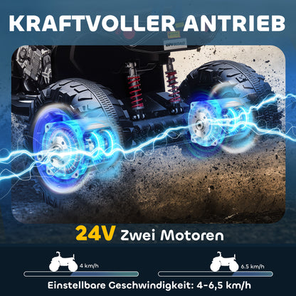 AIYAPLAY Kinder-Elektro-Quad, 24V Elektro-Fahrzeug mit 4 Rädern, Scheinwerfer, USB-Anschluss, MP3-Funktion, 6,5 km/h, 3-8 Jahre
