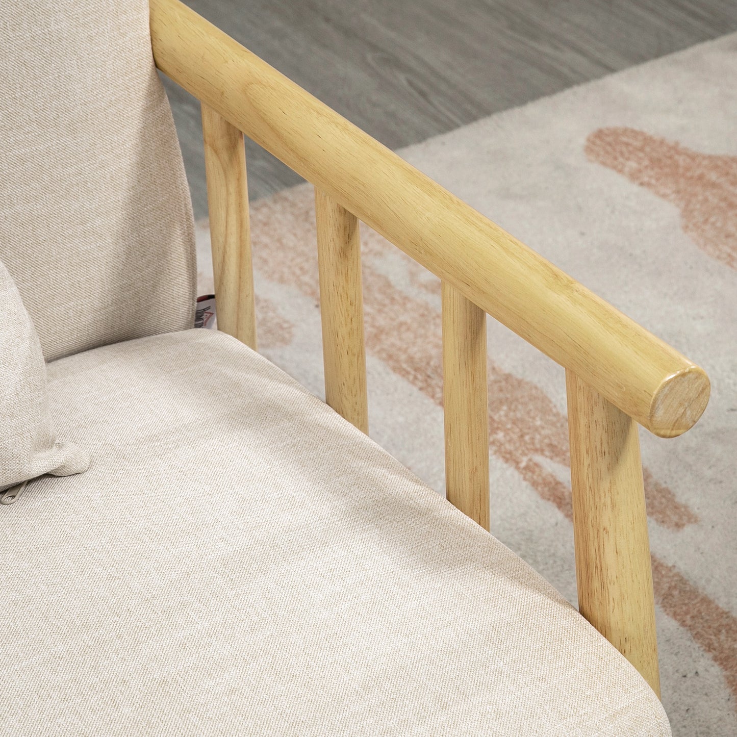 HOMCOM 2-Sitzer Sofa, Stoffbezug in Leinenoptik, kompakt, bis 200 kg, Holzrahmen, 123L x 69B x 74H cm, Beige