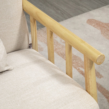 HOMCOM 2-Sitzer Sofa, Stoffbezug in Leinenoptik, kompakt, bis 200 kg, Holzrahmen, 123L x 69B x 74H cm, Beige