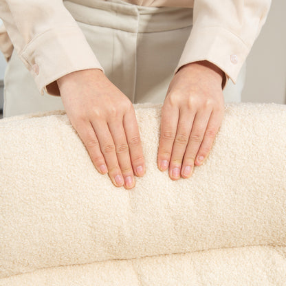 HOMCOM Bürostuhl, Schreibtisch-Polsterstuhl, Kippfunktion, drehbar, rollbar, Cremeweiß