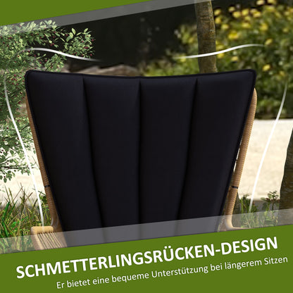 Outsunny Bistro-Set Balkonmöbel-Set Balkonmöbel, Boho-Stil, wetterbeständig, 76 x 66 x 96 cm, Schwarz