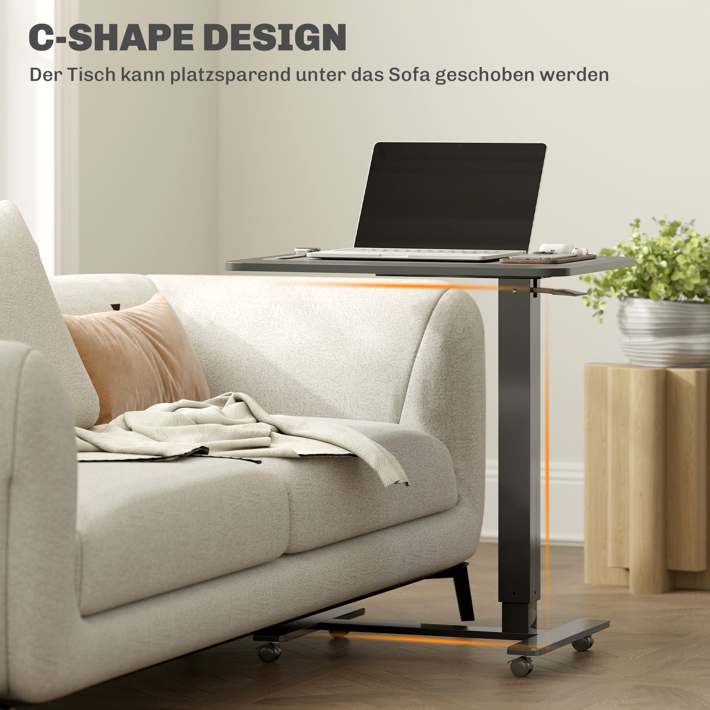 HOMCOM Stehpult Höhenverstellbar inkl. 4 Rollen C-Form 65 cm x 48 cm x 70-110 cm Schwarz