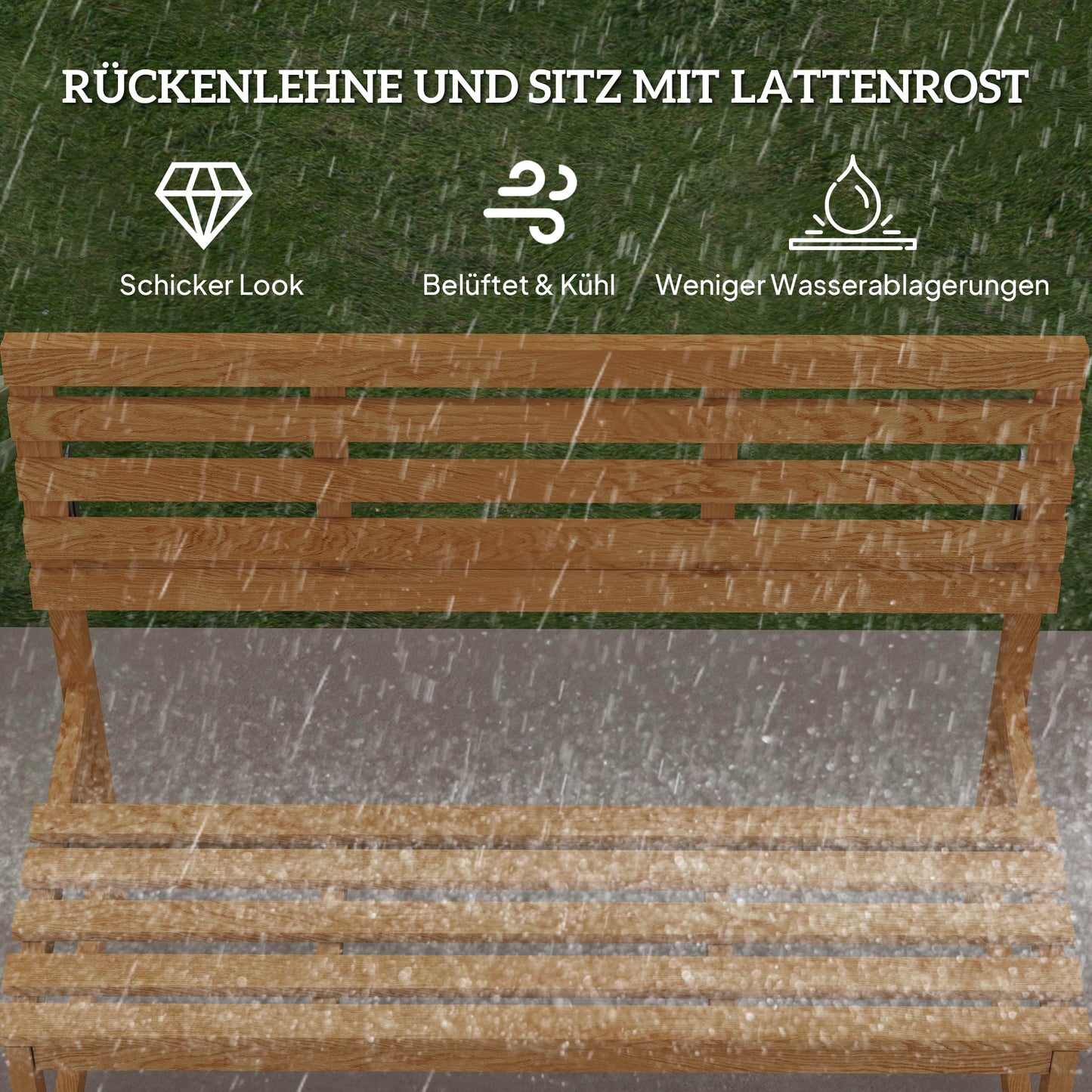 Outsunny 2-Sitzer Gartenbank Holz, wetterfest Sitzbank, UV-Beständig Gartenmöbel mit Umwandelbare Rückenlehnen 110x61x89cm, Teak