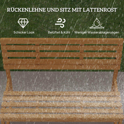 Outsunny 2-Sitzer Gartenbank Holz, wetterfest Sitzbank, UV-Beständig Gartenmöbel mit Umwandelbare Rückenlehnen 110x61x89cm, Teak