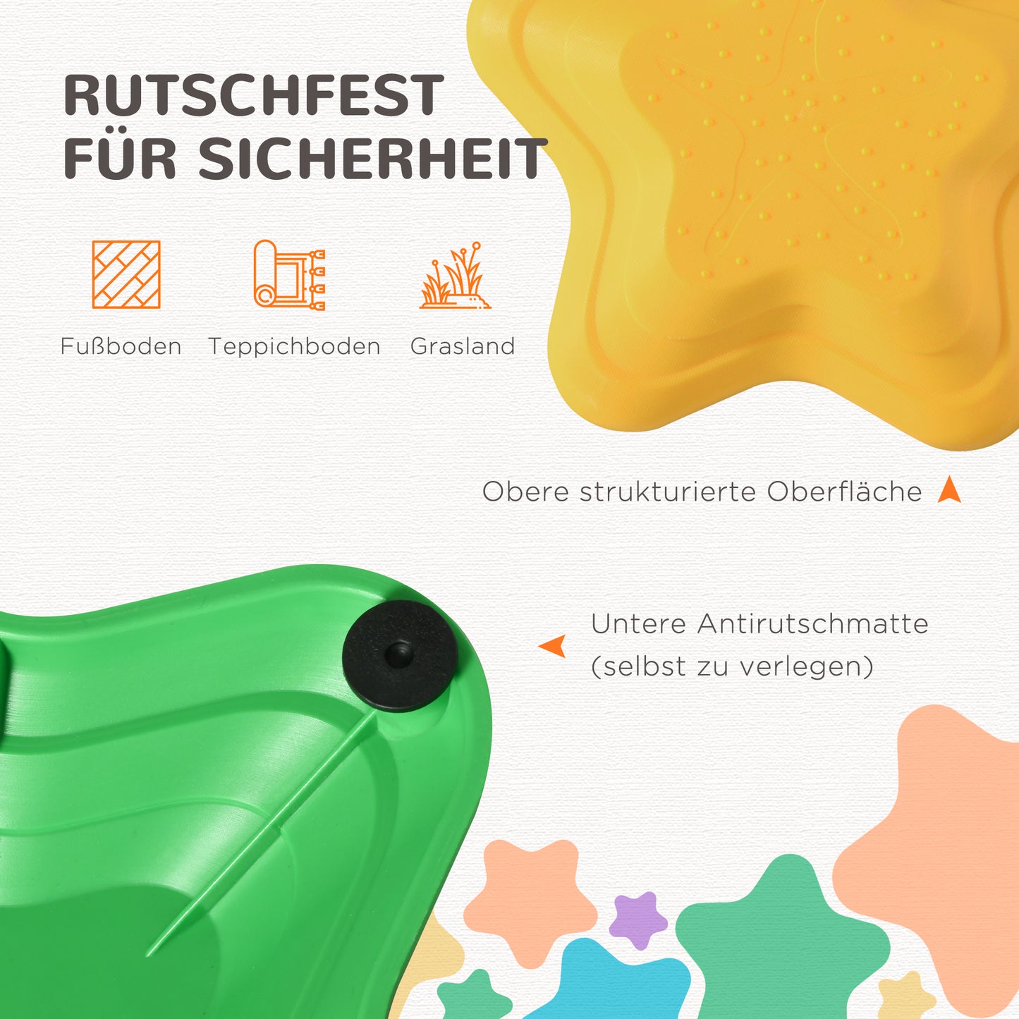 ZONEKIZ Trittsteine-Set für Kinder ab 3 Jahren, 11 Steine, rutschfest, bis 80 kg, Seestern-Design