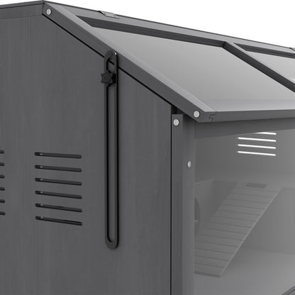 PawHut Kleintierkäfig Nagerkäfig, mit Zubehör, Tannenholz,100 cm x 52 cm x 50 cm, Grau