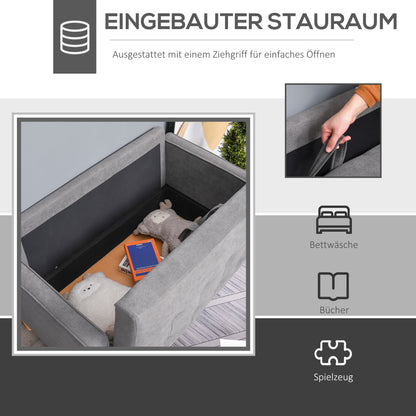 HOMCOM 2 Sitzer Sofa, Couch mit Stauraum, Holzbeine, Gepolsterter Polstersofa mit Samtoptik für Wohnzimmer, Schlafzimmer, 117x 62 x 78 cm, Grau