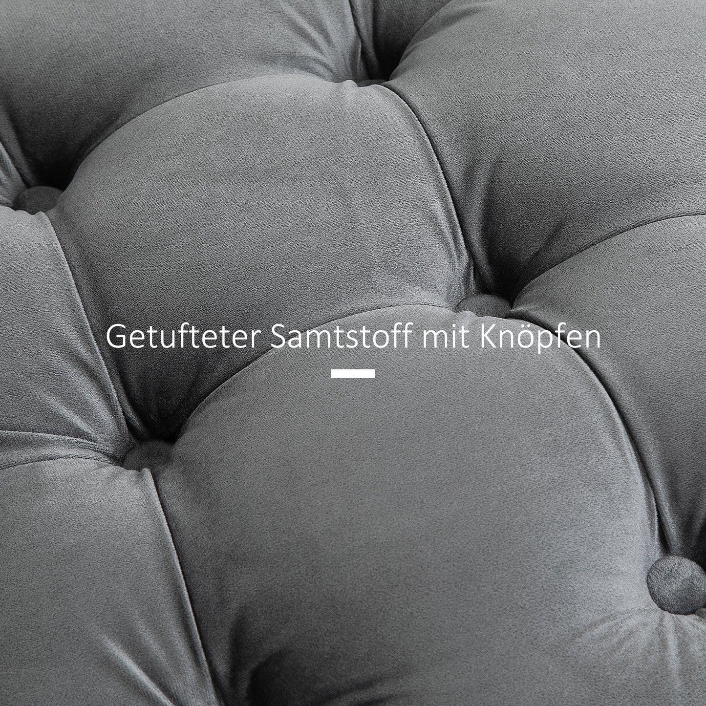 HOMCOM Vintage Hocker, Sitzhocker Truhenbank Fußbank Fußhocker mit Stauraum, Polsterhocker, Metall, Schaumstoff, Kohlegrau, 55 x 55 x 42 cm