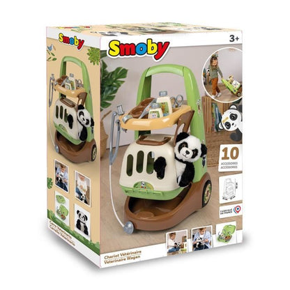 Smoby - Zoo Veterinarian Trolley - Panda Plush - Many accessories included - 2 in 1 product: Transport cage - Manufacturing