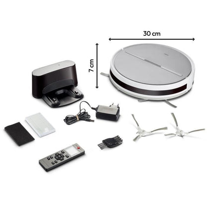 MEDION E35 - Robot Vacuum Cleaner - 2000Pa Suction Power - Gyroscopic Navigation - 2 Side Brushes and Wall Sensor