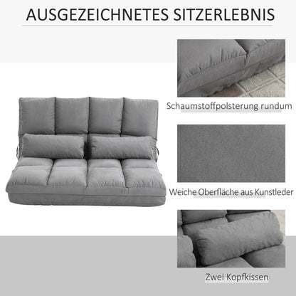 HOMCOM Bodenstuhl Bodensessel mit Liegefunktion Verstellbarer Rückenlehne Sitzkissen Relaxsessel zum Fernsehen, Lesen Meditationsstuhl Lazy Sofa Lesesessel für Meditation Yoga Büro Grau