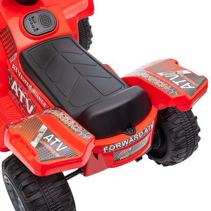 HOMCOM Kinder Quad Elektro 6V Kinderquad mit Vorwärtsfunktion, Musik, Elektro-Quad für Kinder 1,5-3 Jahre Rot