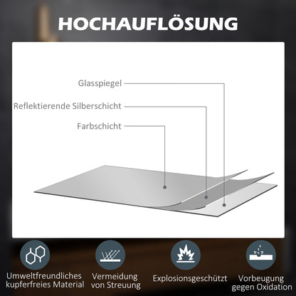 kleankin LED Badezimmerspiegel mit 3x Vergrößerung, Touch-Funktion, Memory-Funktion, kein Beschlagen, 80 x 60 cm