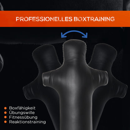 HOMCOM Boxsack Stehend 180cm Erwachsene Standboxsack Boxdummy Boxsäule Humanoides Design Heavy Duty Boxsack schwerer Boxsack-Ständer für Profis und Anfänger Schwarz