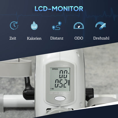 SPORTNOW Mini-Heimtrainer, Unter-dem-Schreibtisch-Fußpedale, Arm- und Beinübungen, 8 Widerstandsstufen, Stahl, Weiß