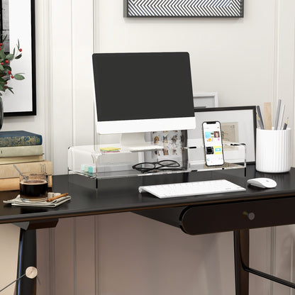 HOMCOM Monitorständer mit Tastaturfach, transparent, für Monitore bis 24 Zoll, 2 Etagen, Acryl, 50,8 x 19 x 12 cm