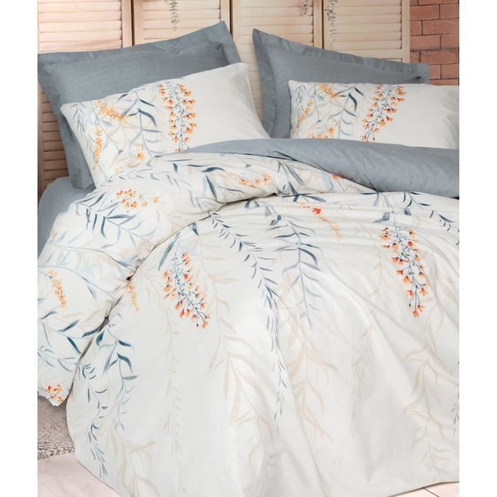 Bedding set - 1 duvet cover 220 x 240 cm + 2 pillowcases 60 x 60 cm - 100% cotton - Blue