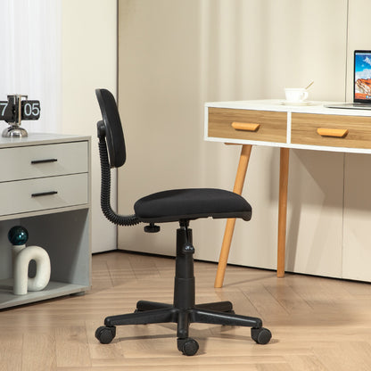 HOMCOM Bürostuhl, armloses Design, niedrige Rückenlehne, rollbar, drehbar, Schwarz
