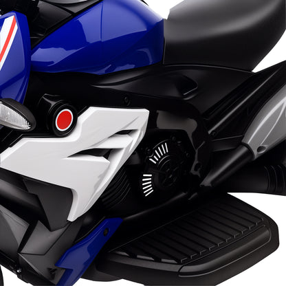 HOMCOM Elektro-Kindermotorrad, Lichter & Geräusche, 3 km/h, wiederaufladbar, Kunststoff & Metall, Blau/Weiß
