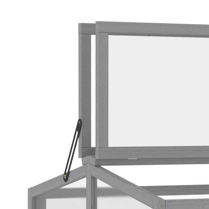 Outsunny Frühbeet Treibhaus Gewächshaus Frühbeetkasten Pflanzenbeet mit Abdeckung aus Holz und Polycarbonat wetterfest Hellgrau 90 x 80 x 58 cm