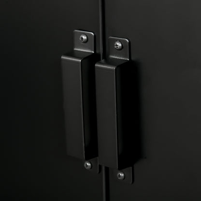 HOMCOM Aktenschrank Metallschrank Mehrzweckschrank mit magnetischer Lamellen-Doppeltür Verstellbarer Einlegeboden Büroschrank Aufbewahrungsschrank für Arbeitszimmer Wohnzimmer 75 x 33 x 110 cm Schwarz