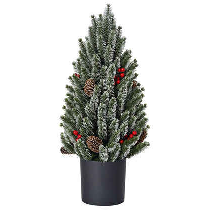 HOMCOM Mini Weihnachtsbaum mit Tannenzapfen, roten Beeren und Übertop 50 cm hoch, Mehrfarbig