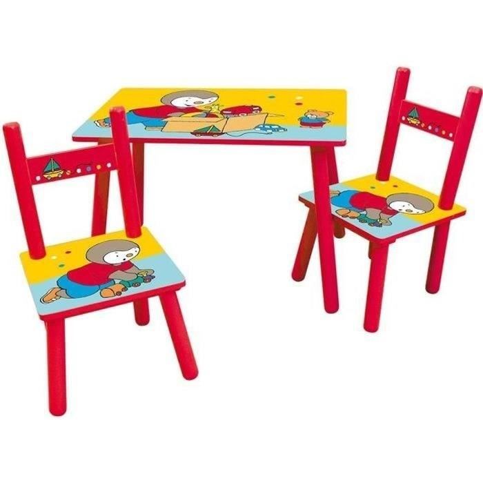 T'CHOUPI Rectangular table 41.5x61x42 cm + 2 chairs 49.5x31x31.5cm