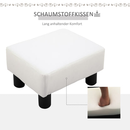HOMCOM Sitzhocker Hocker mit Kunstleder Moderner Fußhocker Kunstlederhocker Ottomane für Schlafzimmer, Wohnzimmer, Weiß
