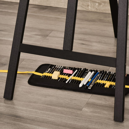 HOMCOM Staffelei Holz 134,5 cm hoch Holzstaffelei für Leinwände bis 108 cm Feldstaffelei Atelierstaffelei für Malerei, Skizze, Hochzeit, Ausstellung Schwarz