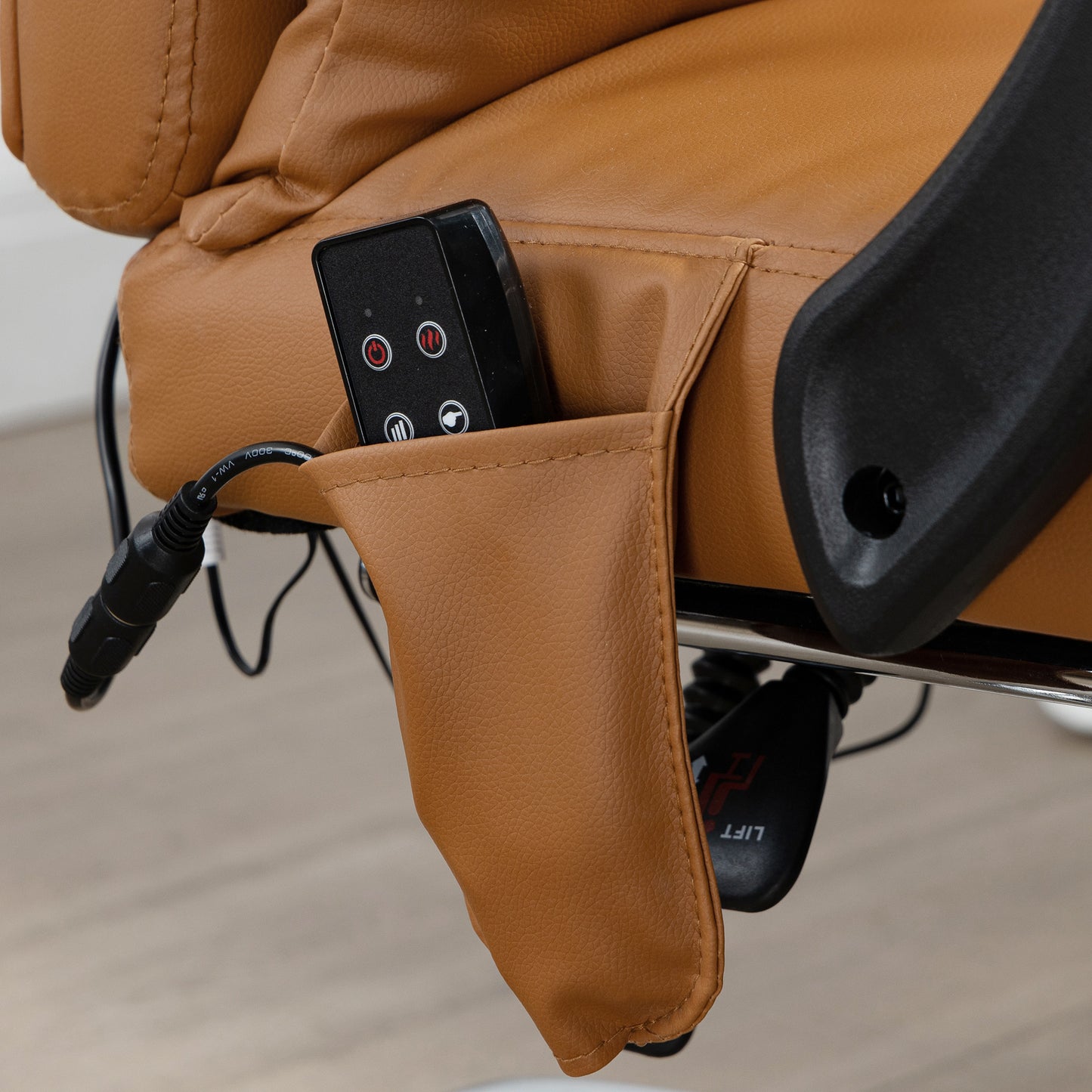 Vinsetto Bürostuhl med massagefunktion, ergonomisk, 66x67x115-123cm, Hellbraun