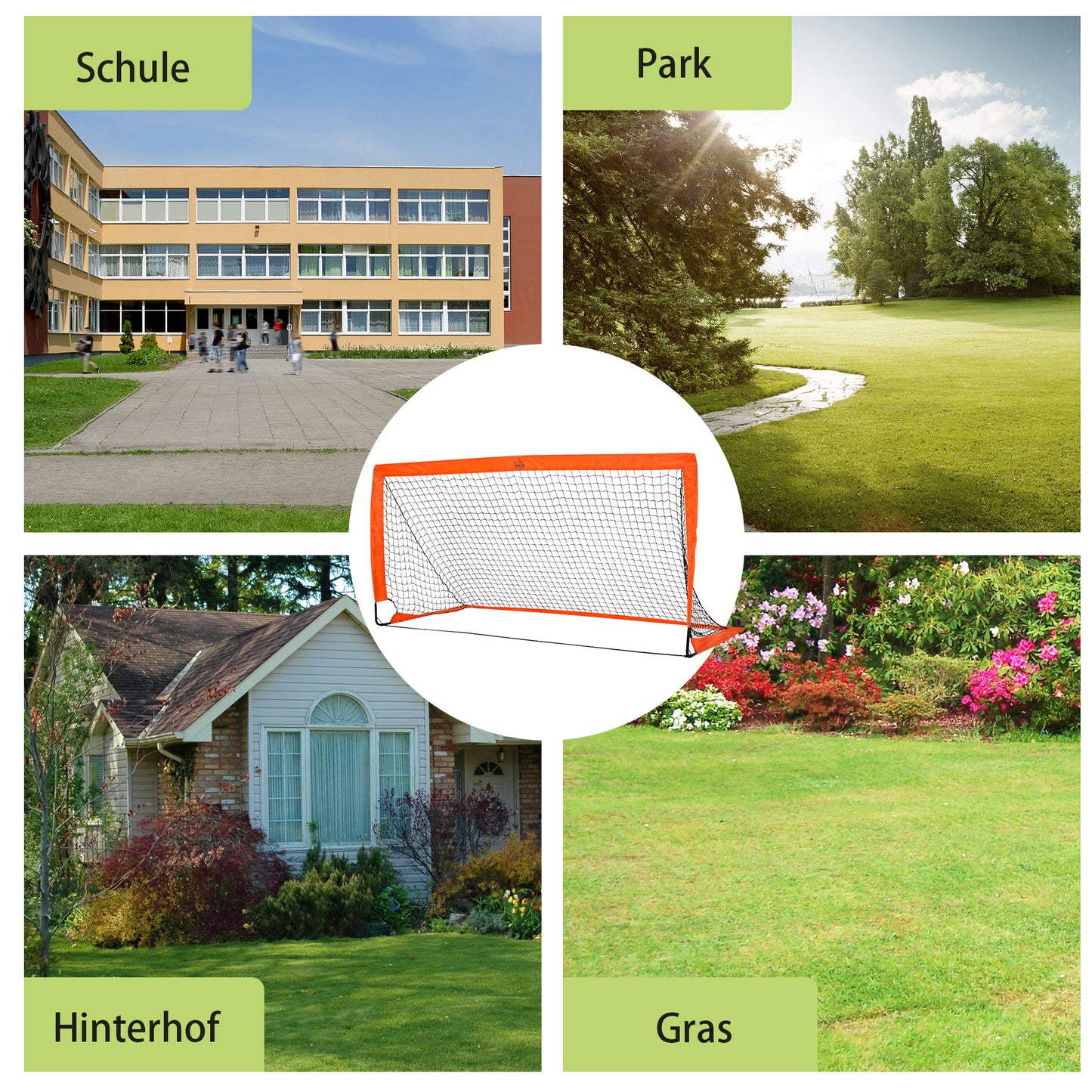 HOMCOM Fußballtor Set, leicht, einfache Montage, Tragetasche, Stahlrohre, 183x90x90 cm, Orange