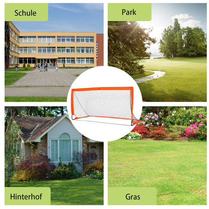 HOMCOM Fußballtor Set, leicht, einfache Montage, Tragetasche, Stahlrohre, 183x90x90 cm, Orange