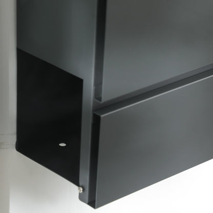 HOMCOM Briefkasten mit Deckel, 2 untere Abflusslöcher, Stahl, mit Schloss, Grau