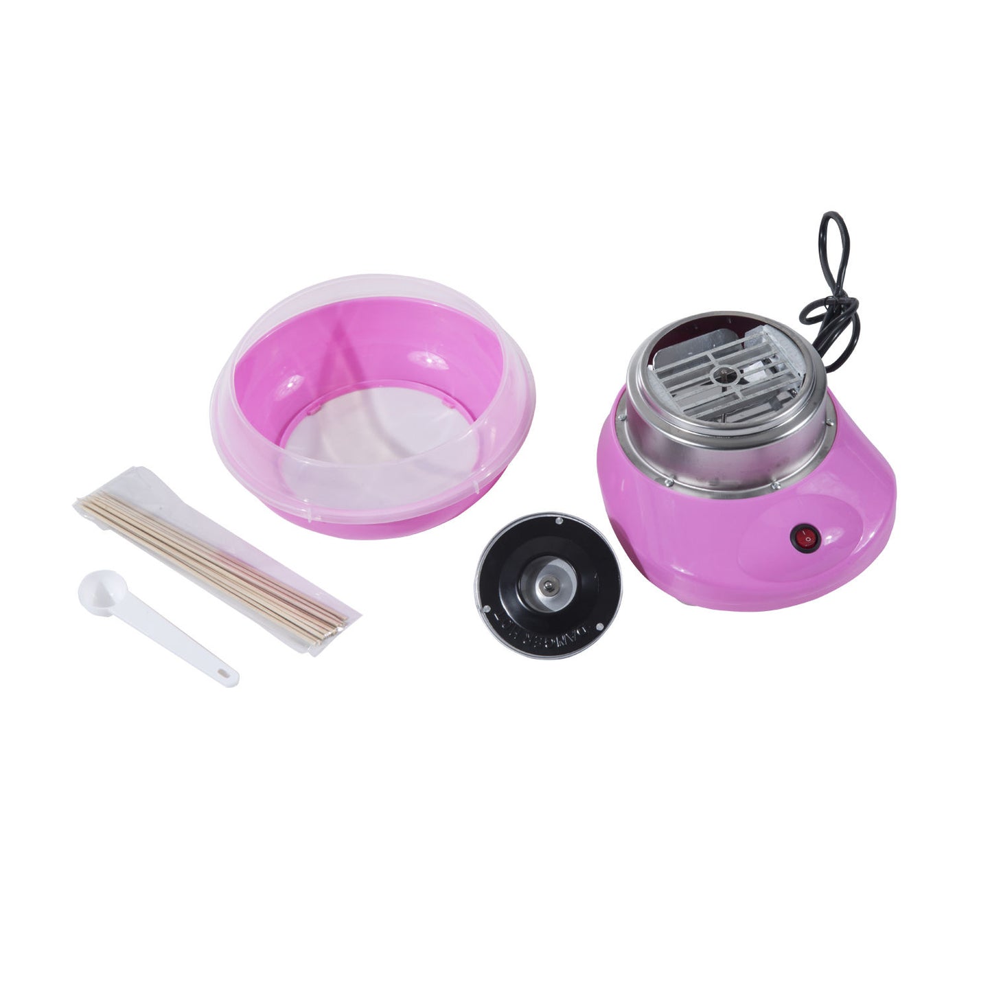 HOMCOM Zuckerwattemaschine für Zuhause Cotton Candy Machine Zuckerwatte Maschine mit Stäbchen und Messlöffel Höhe 18 cm 550W für Kinderfest, Geburtstag, Party Rosa