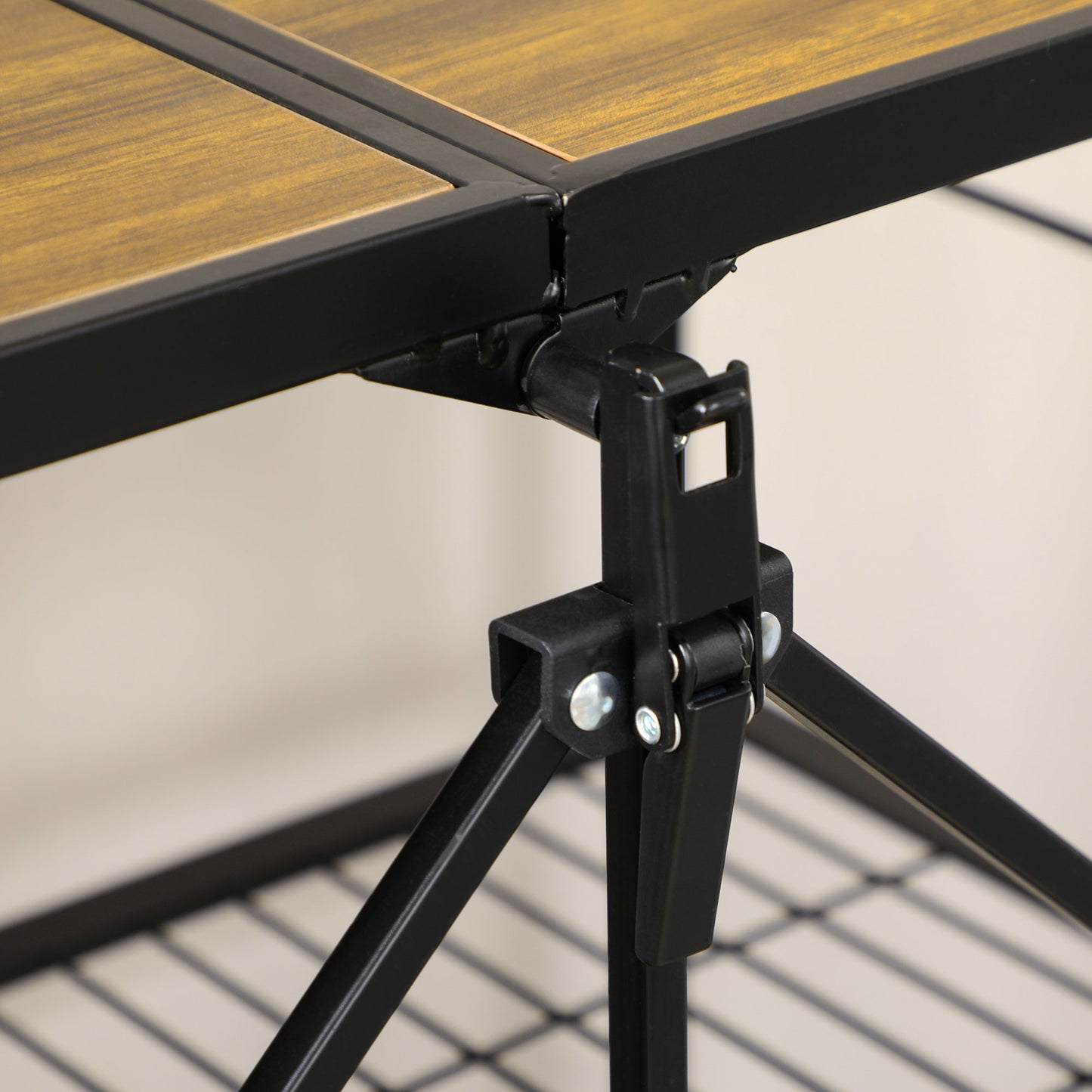 HOMCOM Küchenwagen im Industriedesign, mit 3 Regalen, Mehrzweckwagen, Servierwagen, 4 Räder, klappbar, Braun + Schwarz