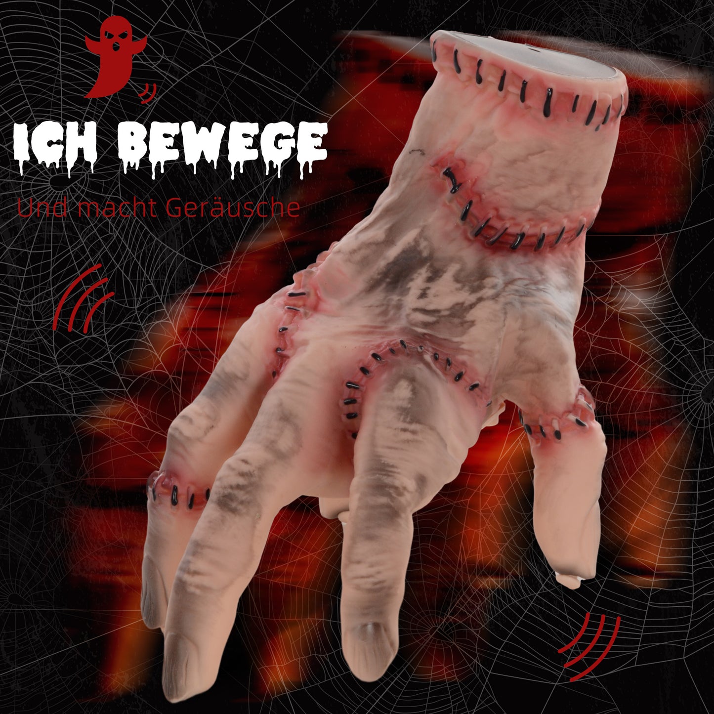 HOMCOM Horror-Hand, Helloweendeko, aktiviert mit Geräusche/Berührung, beweglich, Sound