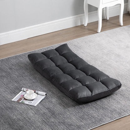 HOMCOM Sessel Gästematratze Bodensessel, verstellbare Rückenlehne, Velouroptik, 55 cm x 71 cm x 53,5 cm, Grau