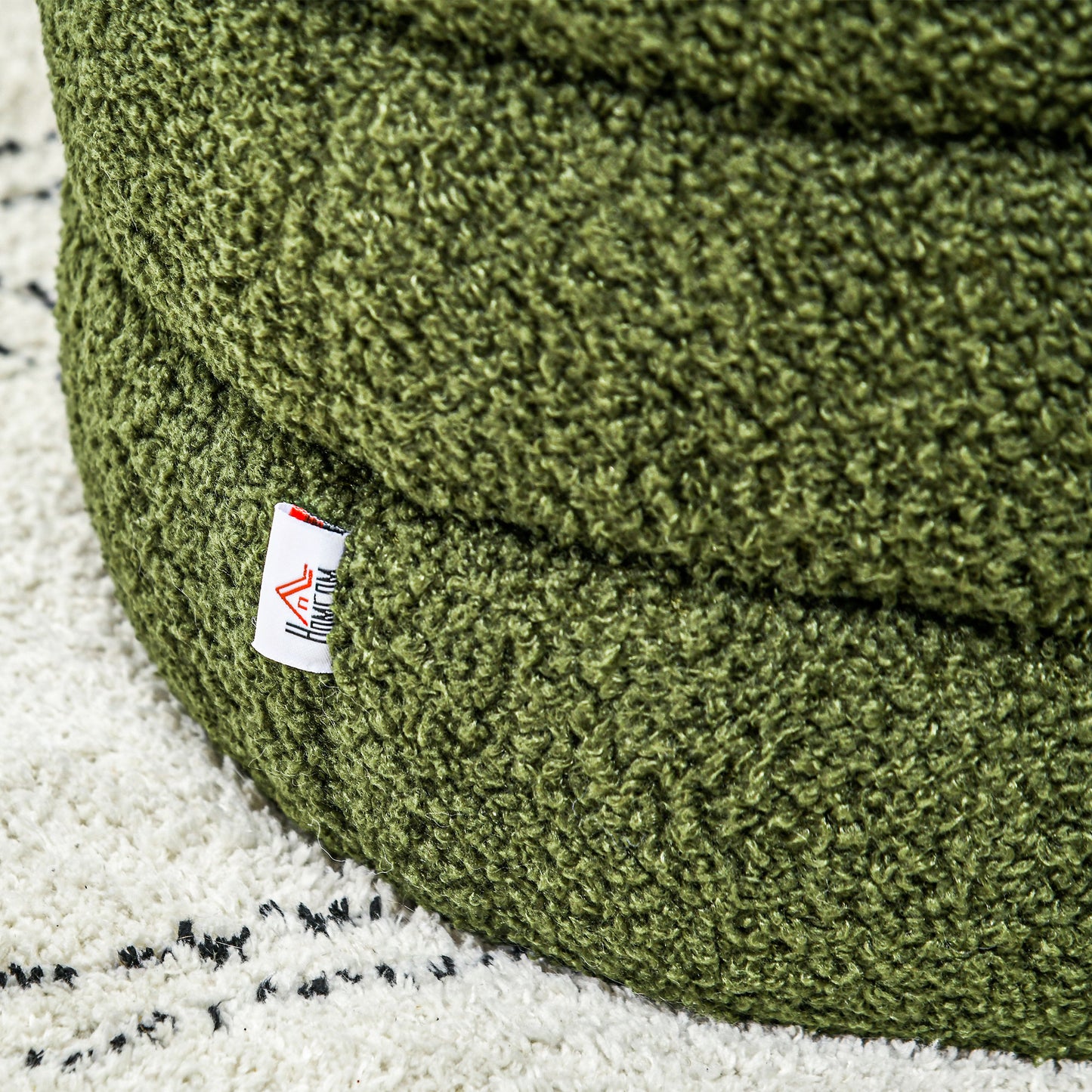 HOMCOM Hocker, rund, Teddyfleece, bis 120kg, Φ40x45H cm, Grün