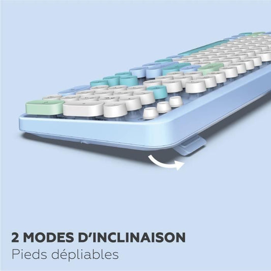 Wireless keyboard + mouse combo - MOBILITY LAB - Pure Color - Blue - Ergonomic design - Discreet typing