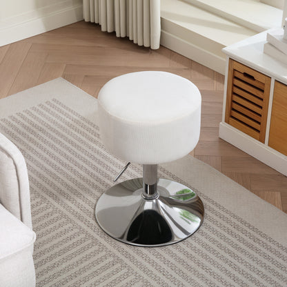 HOMCOM Barhocker, Gepolstert Barstuhl mit Metallgestell, Cordoptik, Höhenverstellbar 360° Drehbar Weiß