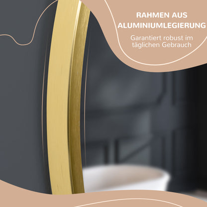 kleankin Runder Wandspiegel für Bad, Schlafzimmer, Flur, Metallrahmen, Farbe: Gold, Ø50 cm