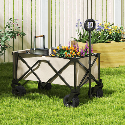 Outsunny Gartenwagen 100 kg belastbar, klappbar Transportwagen mit herausnehmbare Plane, 90 x 48 x 92 cm Beige