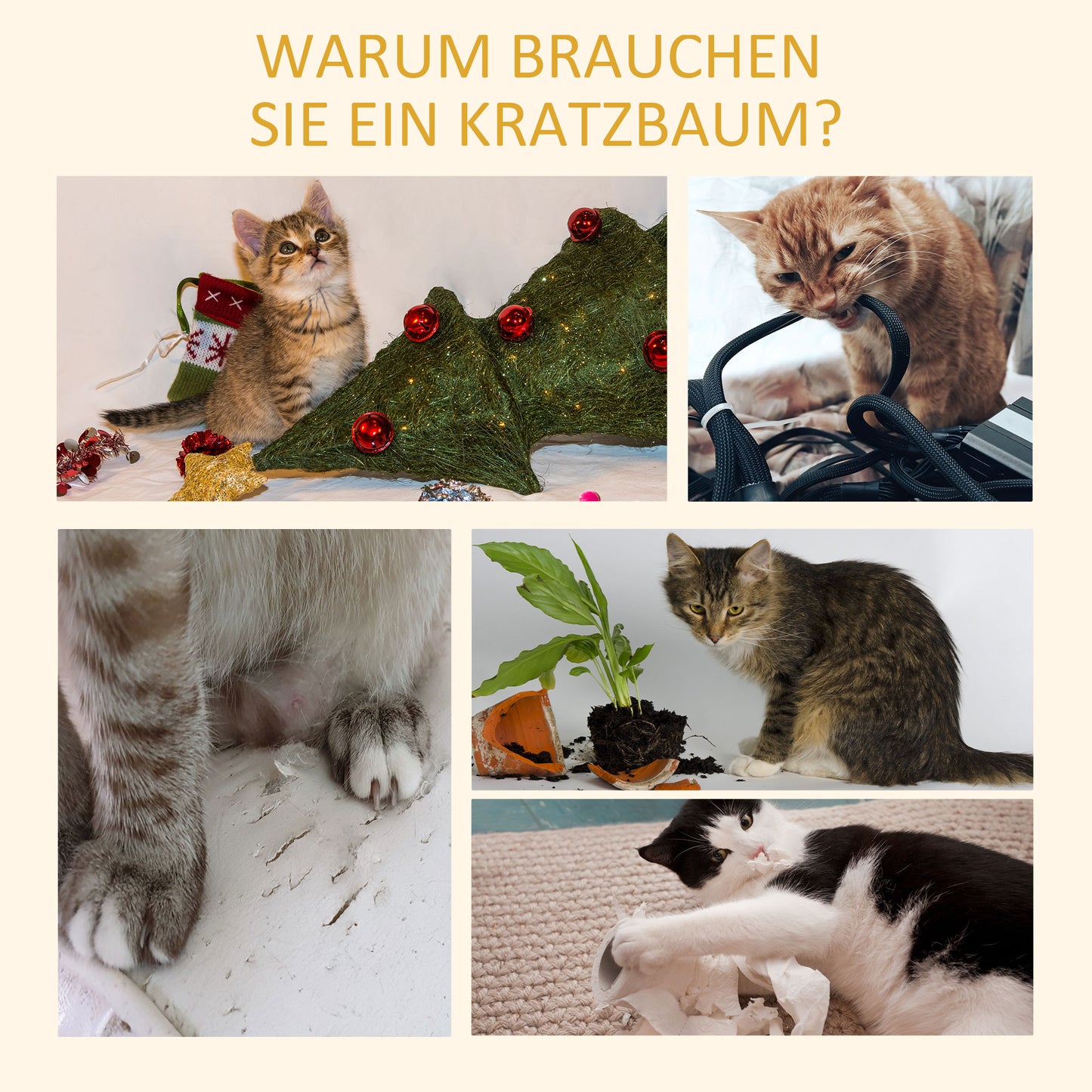 PawHut Kratzbaum deckenhoch Höhe 228-260 cm Katzenbaum mit Plattformen mehrstöckiger Katzenkratzbaum Kletterbaum för små &amp; stora Katzen, Grau