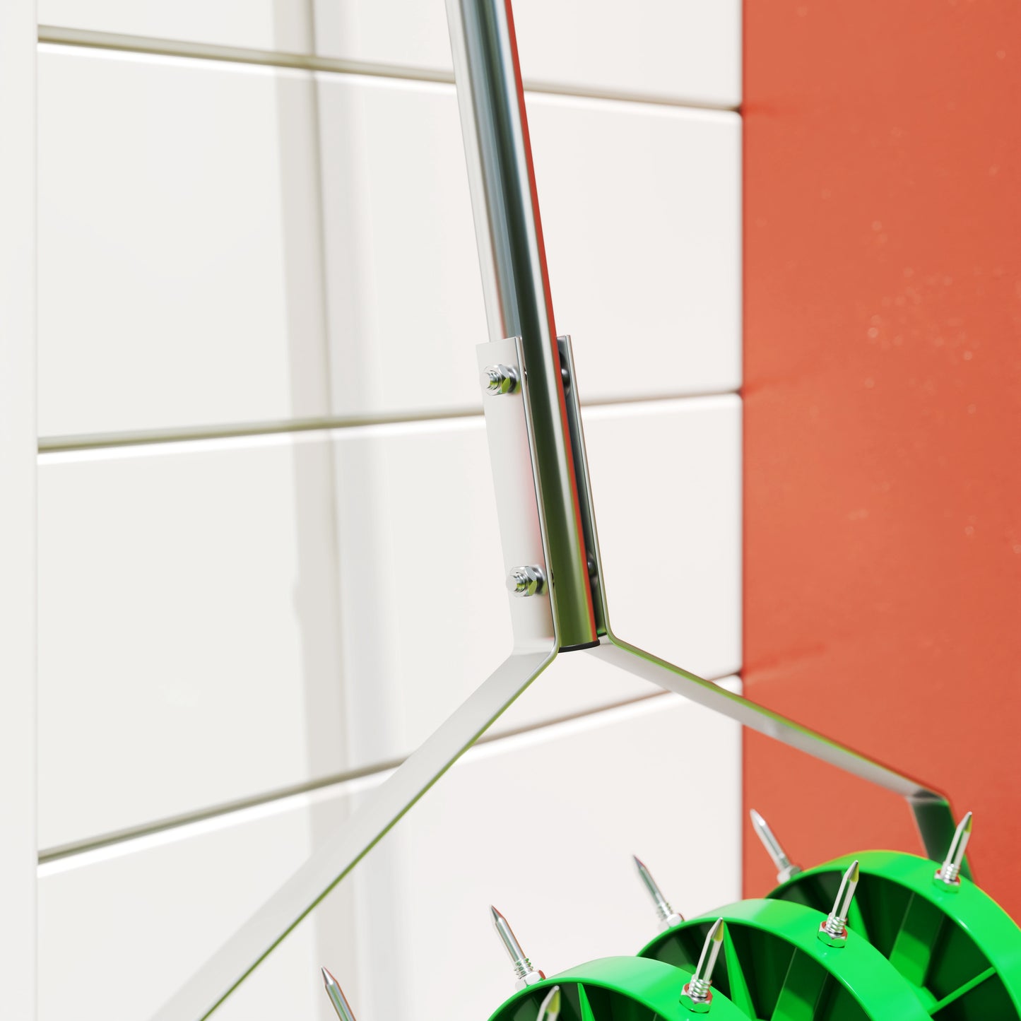 Outsunny Rasenlüfter Aerifizierer für Rasen 45cm Breite Manuell Rasenbelüfter mit 30 Eisenspikes Stahl Dunkelgrün