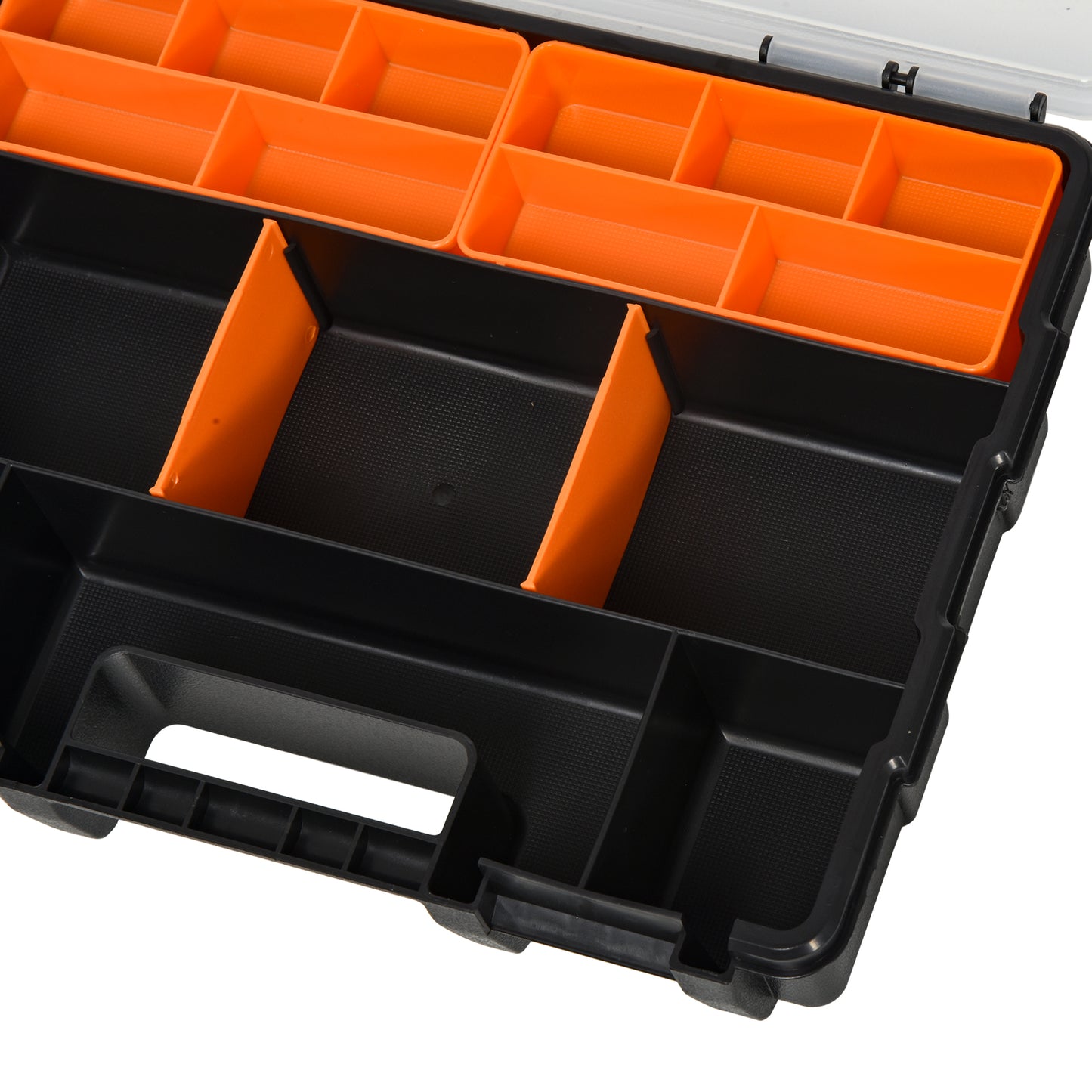 DURHAND 4PCS Werkzeugaufbewahrung Box Multifunktionales Werkzeugbox Sortierkasten Kleinteilemagazin Teile Kunststoff Orange+Schwarz 28,7 x 22,5 x 5,5 cm